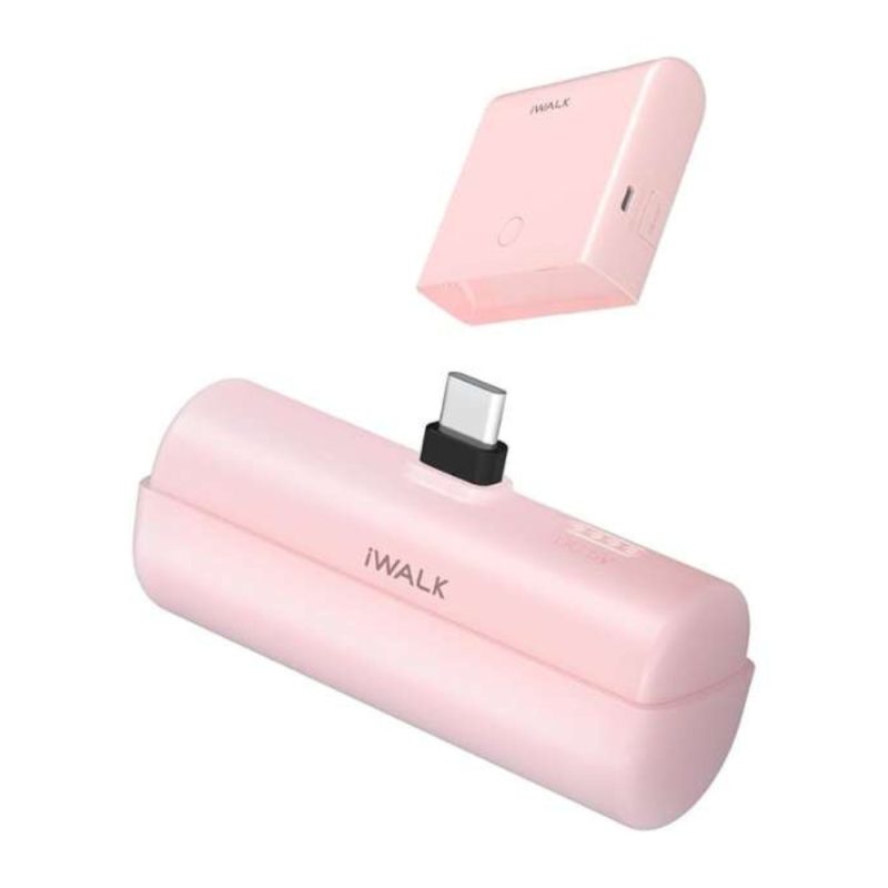 iWALK Small Portable Charger 13500mAh, USB-C Power Bank with Charging Case - Pink